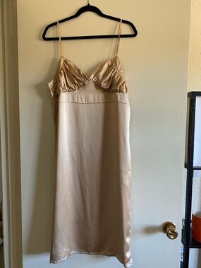 Gold silk dress